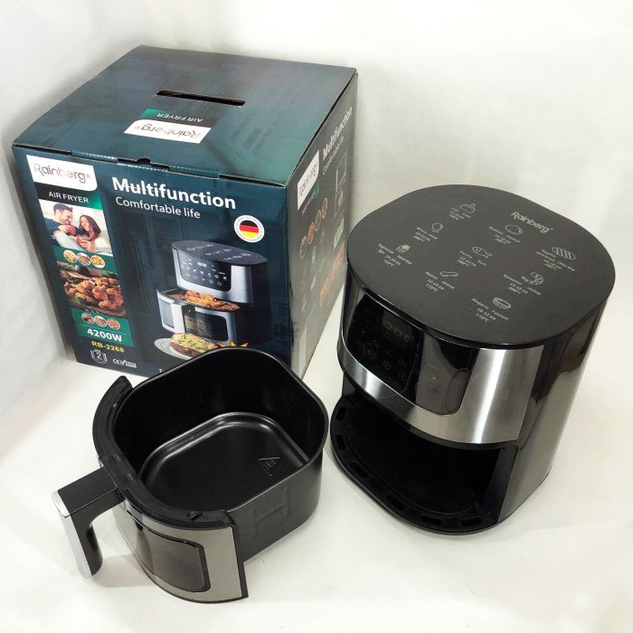 Аерогриль Rainberg RB-2268 4200 Вт аерофритюрниця безолійна без олії з регулюванням температури 8 л