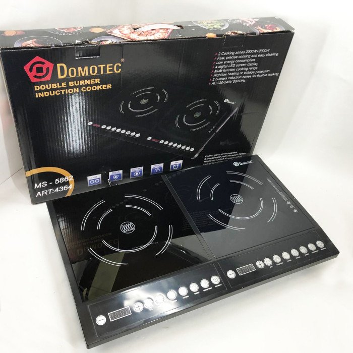 Плита індукційна настільна Domotec MS-5862 4000 Вт Електричні плити настільні двокомфоркові