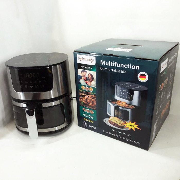 Аерогриль Rainberg RB-2268 4200 Вт аерофритюрниця безолійна без олії з регулюванням температури 8 л