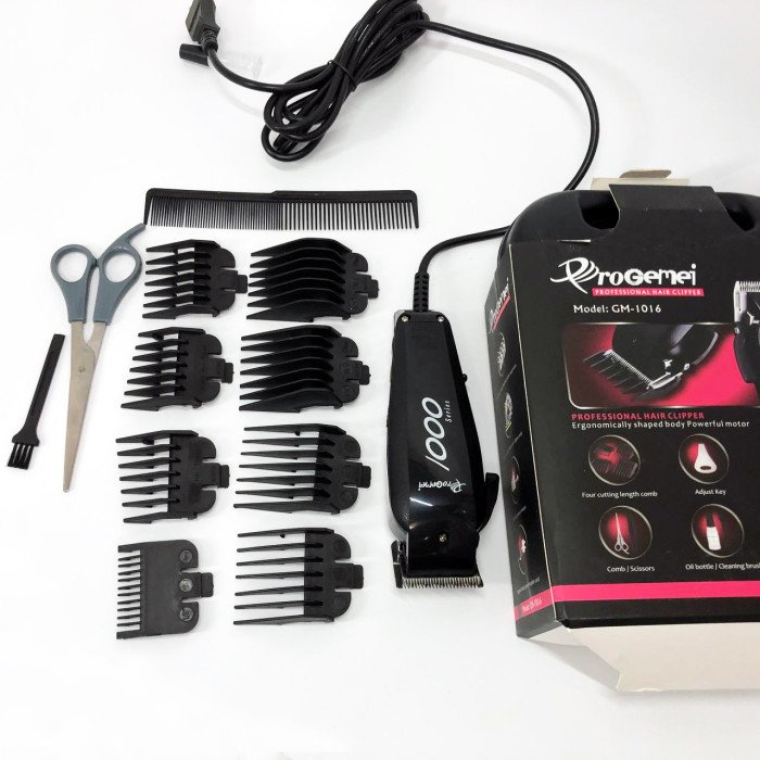 Машинка для стрижки провідна з насадками для волосся та бороди Gemei GM-1016 Pro + Ножиці та Гребінець