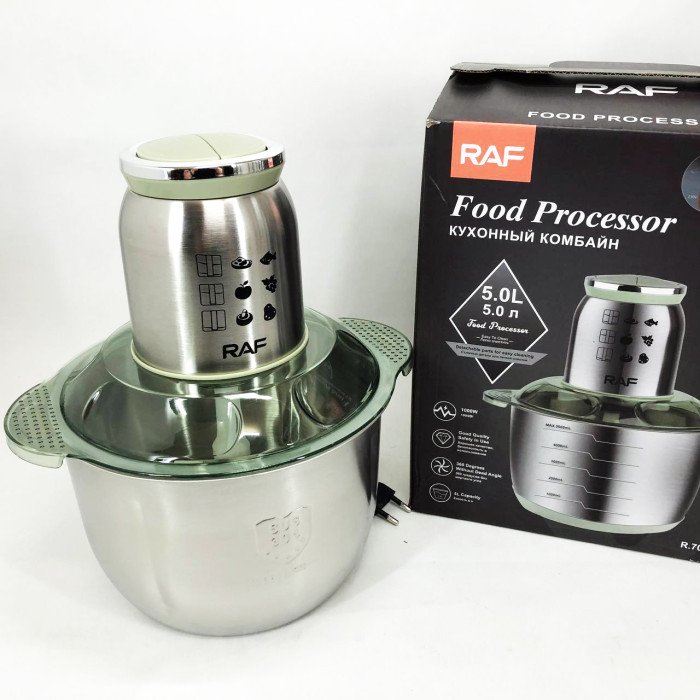 Блендер електричний RAF R.7014 подрібнювач, чоппер 1000 Вт 5L з металевою чашею, Потужний блендер