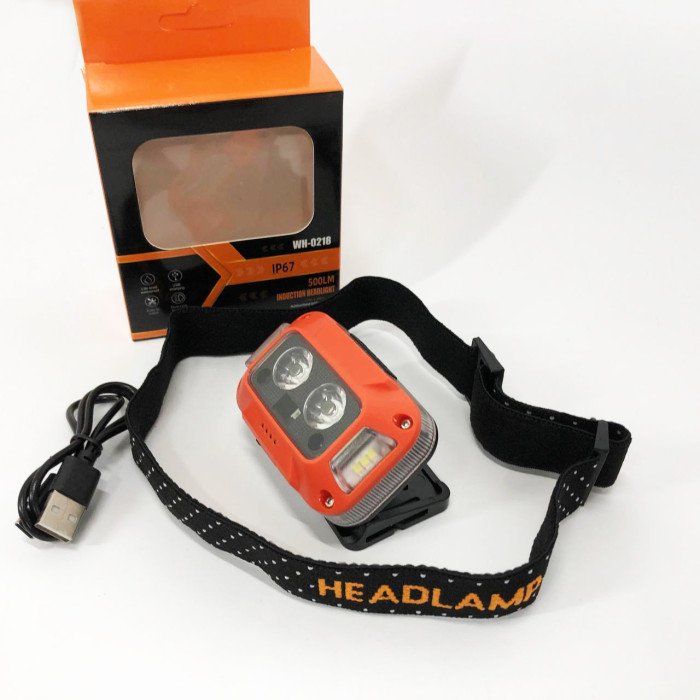 Ліхтар налобний WH-0218-XPG(white+yellow)+SMD(red), Налобний ліхтар для туризму риболовлі та полювання