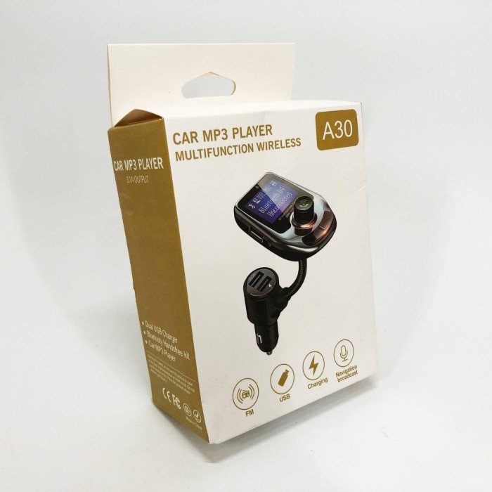 Автомобільний FM трансмітер модулятор A30 Bluetooth, Фм трансмітер від прикурювача