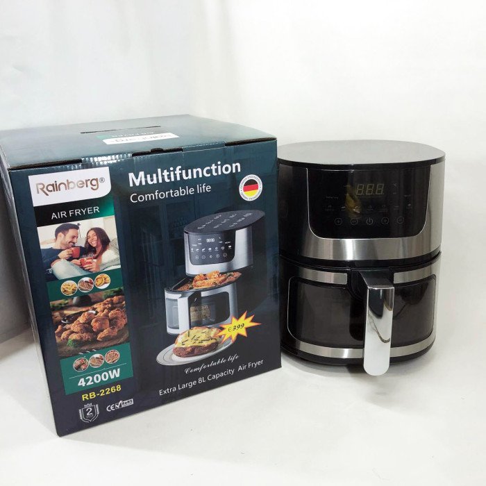 Аерогриль Rainberg RB-2268 4200 Вт аерофритюрниця безолійна без олії з регулюванням температури 8 л