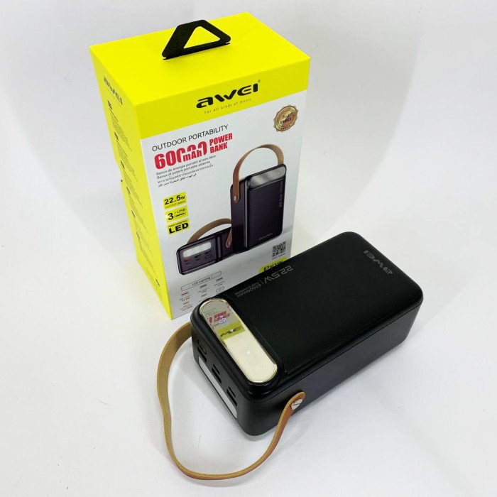 Зовнішній акумулятор Power Bank AWEI P101K 60000mah швидка зарядка