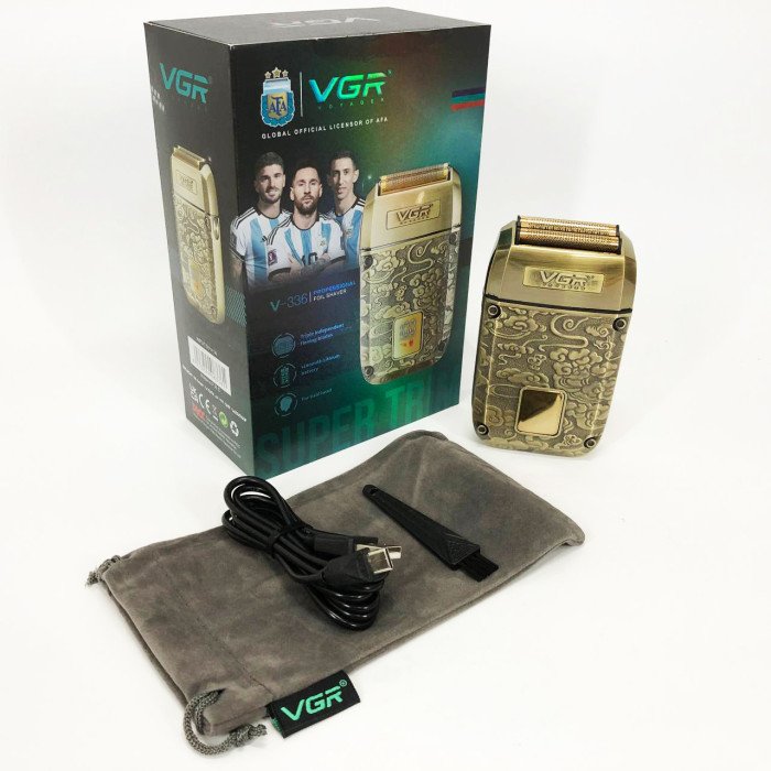 Електробритва-шейвер VGR V-336 LED Display чоловіча професійна для сухого та вологого гоління металева