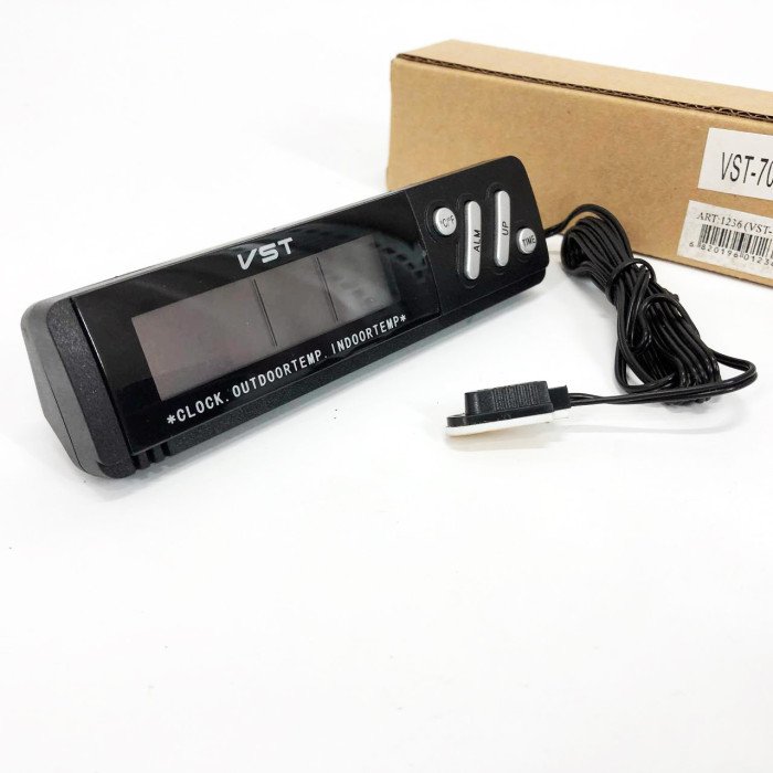 Годинник з внутрішнім і зовнішнім датчиком температури VST-7067, Годинник електронний з яскравими цифрами настільний.