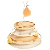 Іграшка трек для котика, кошеня з кульками і трекбол пером. Колір: оранжевий