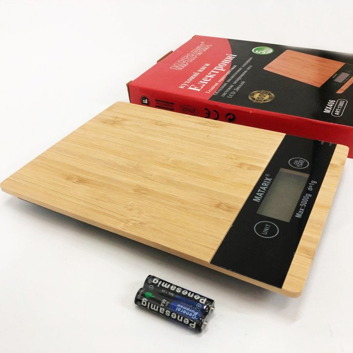 Ваги кухонні MATARIX MX-406 5кг Wood, Кухонні ваги для приготування страв, Ваги для домашньої кухні