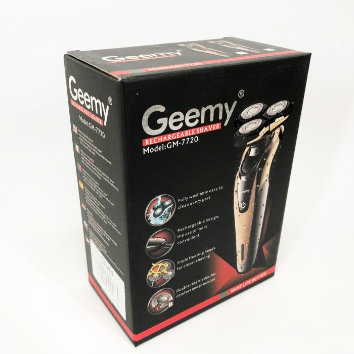 Електробритва Gemei GM-7720 - професійна, бездротова, потужна чоловіча бритва з головками, що плавають