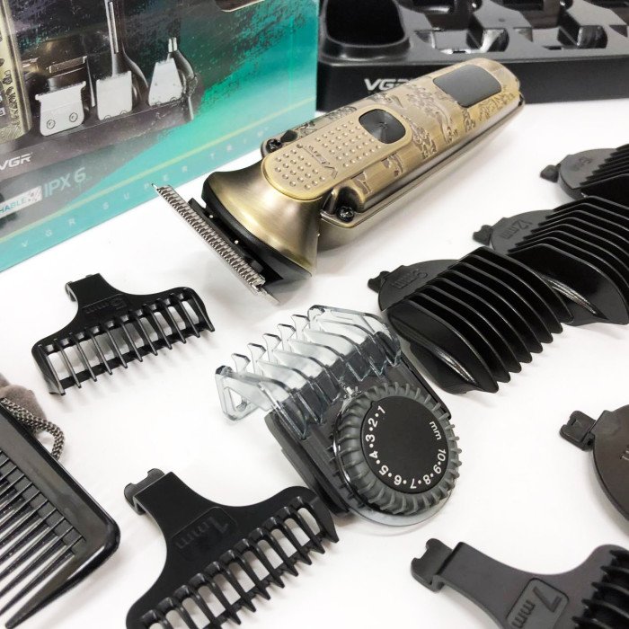 Набір для стрижки VGR 8 в 1 V-103, 19 насадок, Машинка для стрижки для дому, Машинка для стрижки чоловіча