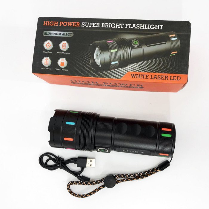 Ліхтарик 701-PM10-TG, Ліхтар акумуляторний світлодіодний потужний, Ліхтар із захистом від пилу