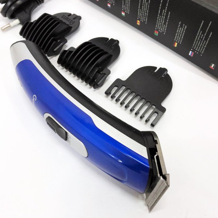 Машинка для стрижки волосся Gemei GM-6046, Акумуляторний універсальний тример для стрижки. Колір: синій