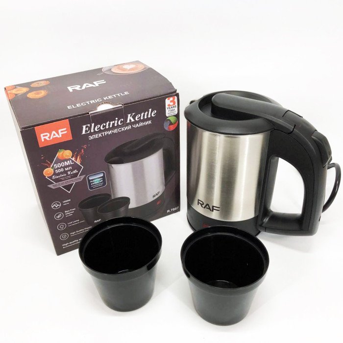 Електрочайник від 220В компактний RAF R-7887 із двома чашками в комплекті
