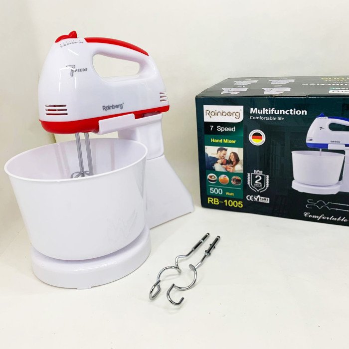 Міксер 7 швидкостей із чашею 2 л Rainberg RB-1005 500Вт Red