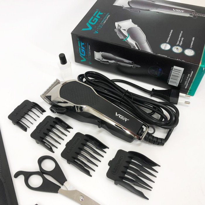 Машинка для стрижки VGR V-130 провідна професійна з насадками для окантовки триммер для волосся