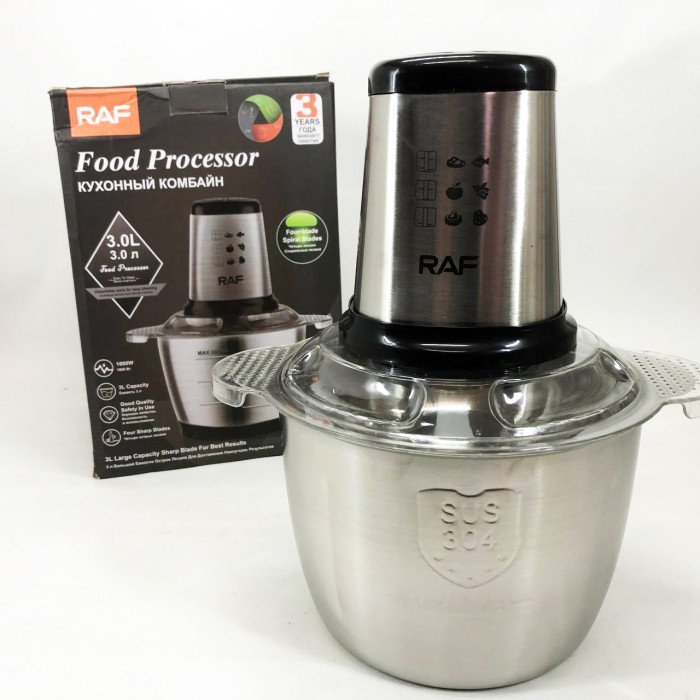 Подрібнювач RAF R.7031 настільний електричний блендер-чоппер 3 л 1000 Вт, Кухонний блендер для овочів