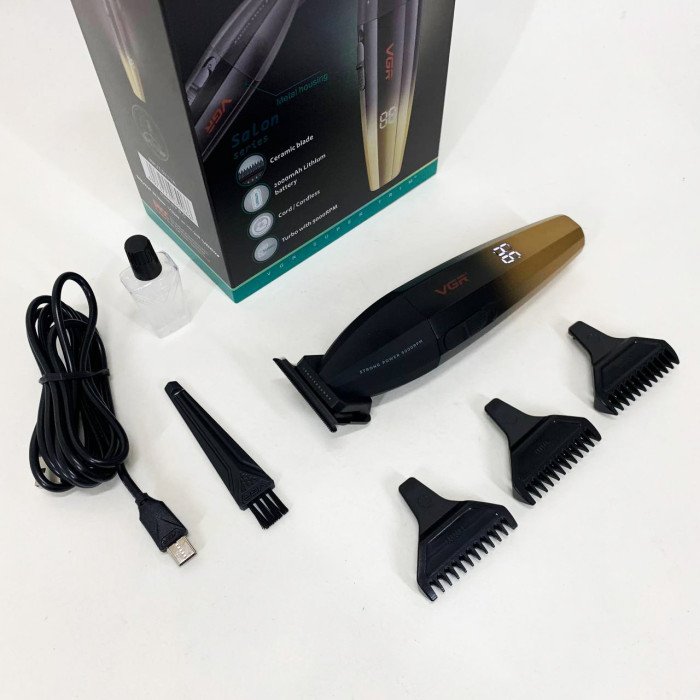 Машинка для стрижки волосся VGR V-906 тример для окантовки та стрижки бороди. Колір: жовтий