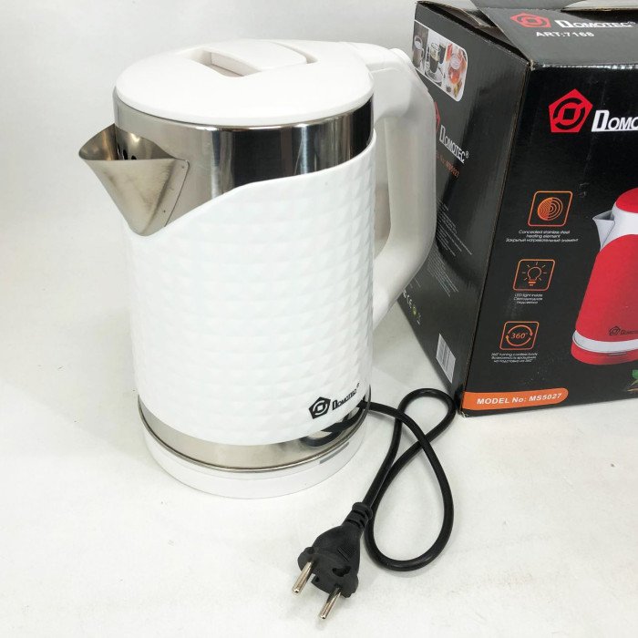 Електрочайник Domotec MS-5027 2000 Вт. Колір: білий