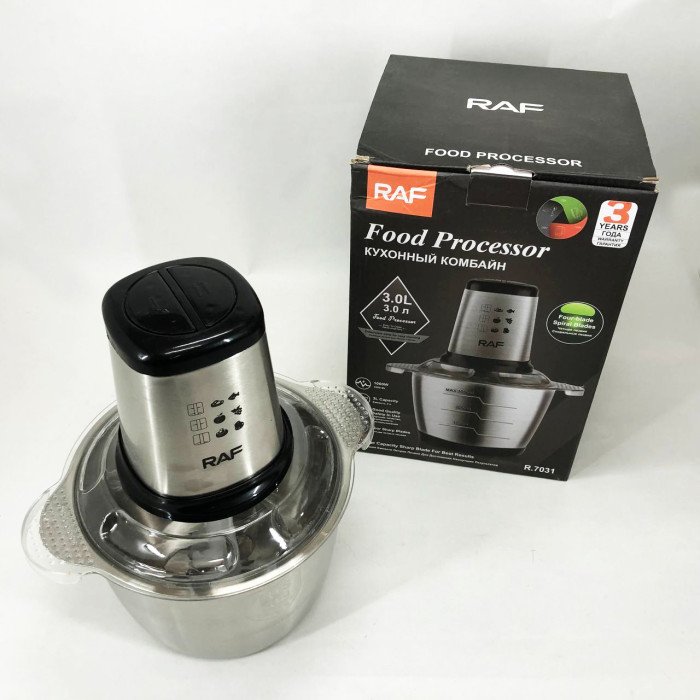 Подрібнювач RAF R.7031 настільний електричний блендер-чоппер 3 л 1000 Вт, Кухонний блендер для овочів