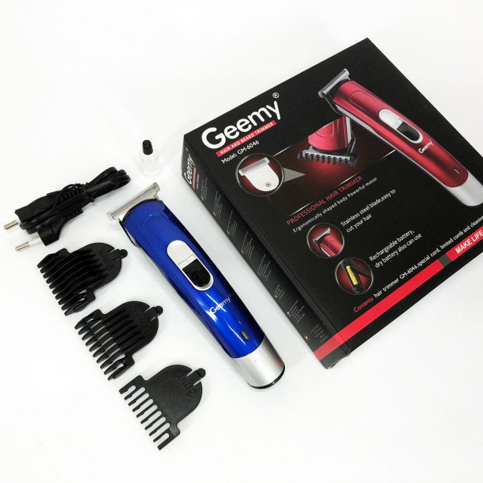 Машинка для стрижки волосся Gemei GM-6046, Акумуляторний універсальний тример для стрижки. Колір: синій