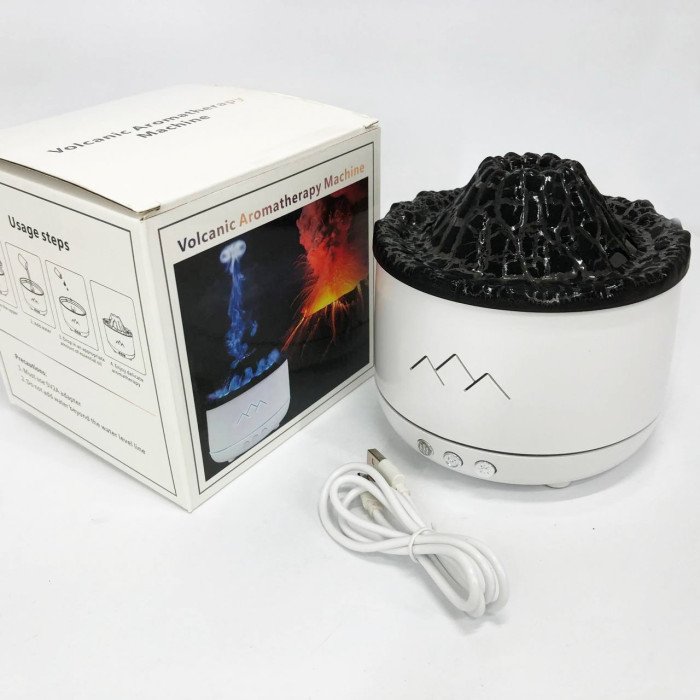 Зволожувач повітря Вулкан з ефектом полум'я та підсвічуванням зволожувач-нічник Аромадіфузор з підсвічуванням