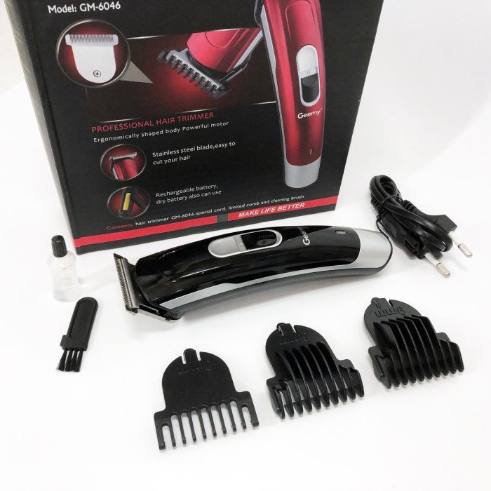 Машинка для стрижки волосся Gemei GM-6046, Практична машинка для стрижки волосся. Колір: чорний