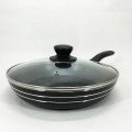 Сковорода з кришкою 24 см чорний мармур UNIQUE UN-5164 | Антипригарна сковорода Мармурова сковорода