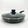 Сковорода з кришкою 24 см чорний мармур UNIQUE UN-5164 | Антипригарна сковорода Мармурова сковорода
