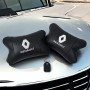 Набір подушок 2шт для авто Renault, натуральна шкіра, на підголівник у машину з логотипом Рено