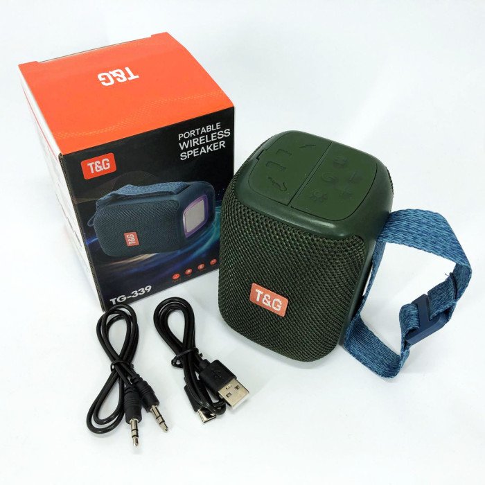 Портативна Bluetooth колонка TG339 5W з підсвічуванням RGB, акумуляторна колонка для музики. Колір: зелений