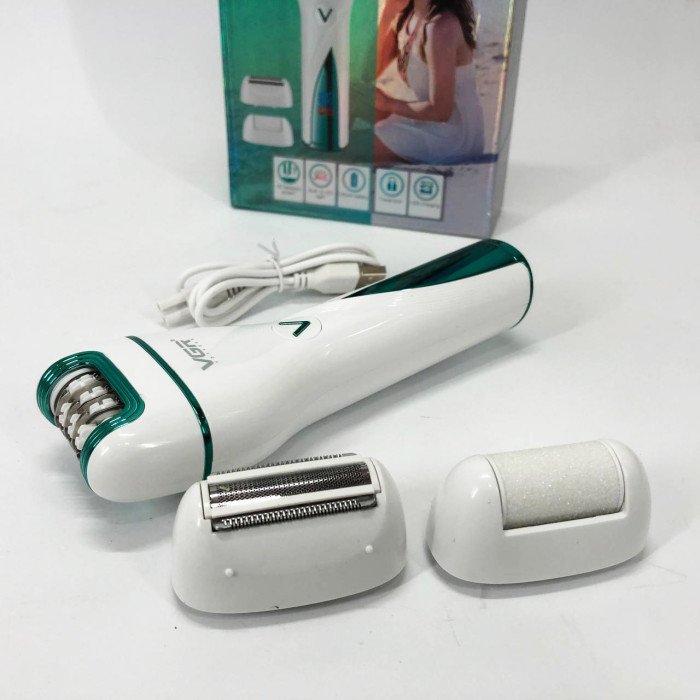 Епілятор акумуляторний жіночий 3 в 1 VGR V-728 Бездротовий електроепілятор пемза бритва для ніг і рук