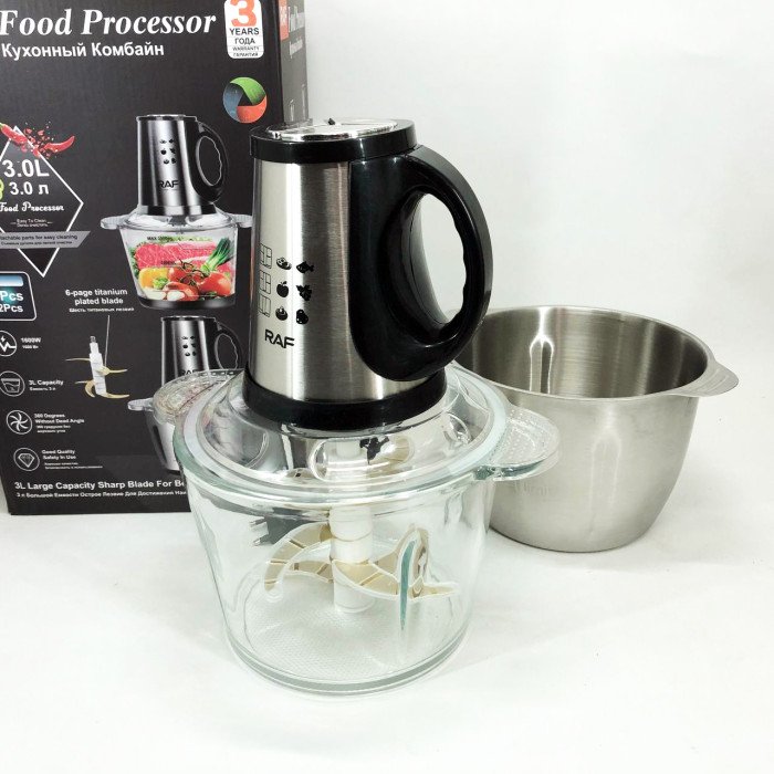 Блендер-подрібнювач RAF R.7028 2 в 1, 300 Вт, 2 чаші, Побутовий потужний подрібнювач продуктів
