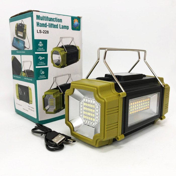 Ліхтар переносний LS-228-LED WHITE+RED+BLUE+YELLOW, Ліхтар для кемпінгу з вбудованим зарядним пристроєм