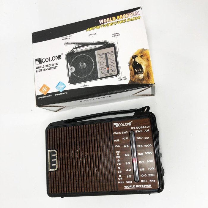 Радіоприймач GOLON RX-608 всехвильовий на батарейках + підтримка USB/microSD/MP3/WMA