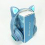 Бездротові навушники з котячими вушками та RGB підсвічуванням Cat VZV 23M. Колір: блакитний