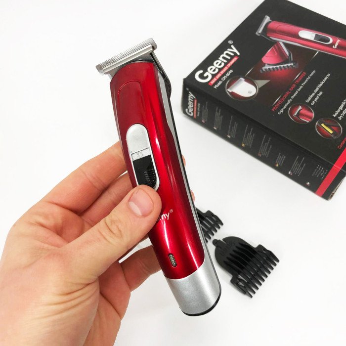 Машинка для стрижки волосся Gemei GM-6046, Машинка для стрижки волосся та гоління. Колір: червоний