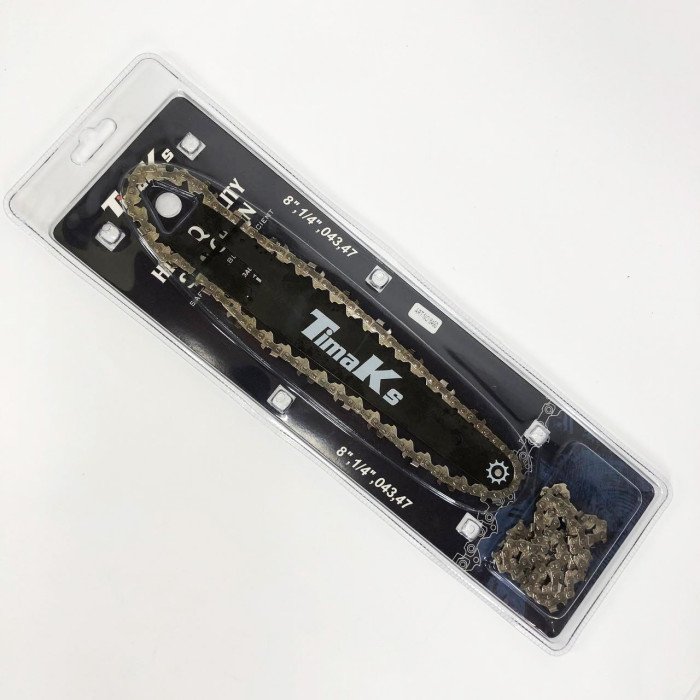 Комплект шини 20см + 2 ланцюги KRAFFTEC 8 крок 1/4 47 зубів для акумуляторної пилки