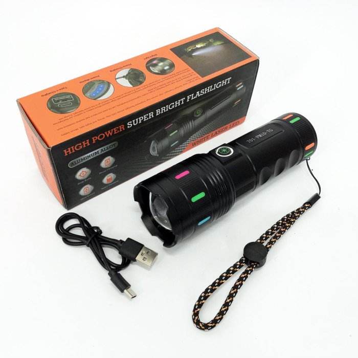 Ліхтарик 701-PM10-TG, Ліхтар акумуляторний світлодіодний потужний, Ліхтар із захистом від пилу