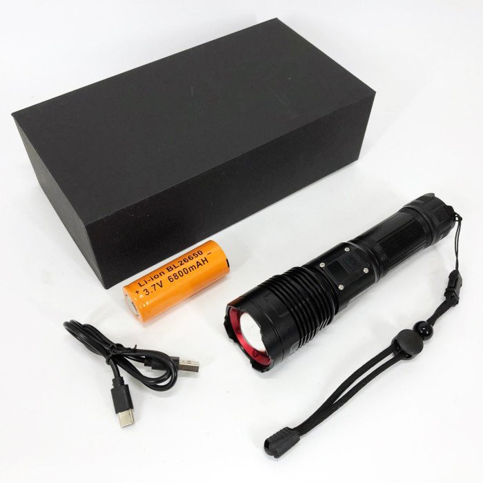 Ручний ліхтарик PLD-6606 White Laser LED PM50-TG, працює від акумулятора, надпотужний ліхтарик