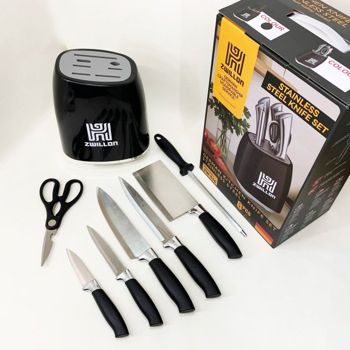 Набір ножів із нержавіючої сталі з основою Rainberg RB-2330 Black