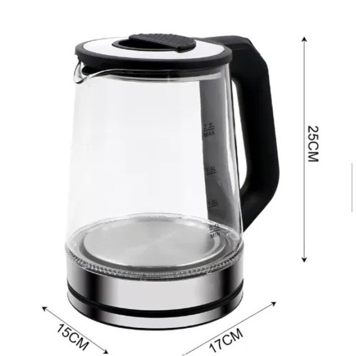 Електричний скляний чайник RAF R.7846, 2.3 л, 2000 Вт