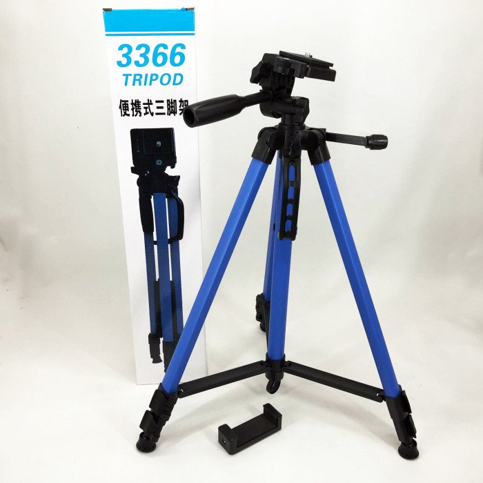 Професійний штатив 3366, трипод з чохлом, Штатив для телефону горизонтальної зйомки Колір: синій