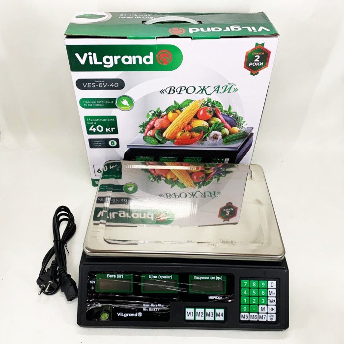 Ваги торговельні ViLgrand VES-6V-40 40 кг з калькулятором та акумулятором