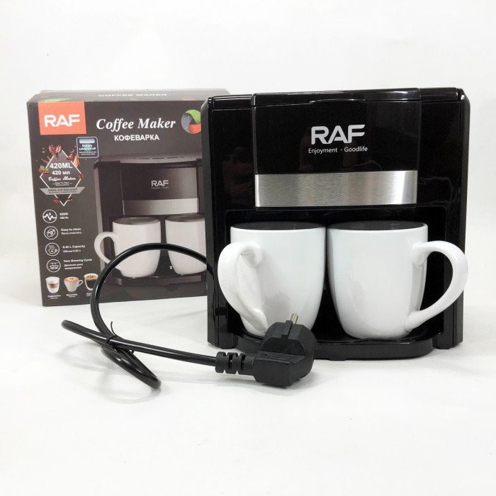 Кавоварка 2 чашки напівавтоматична RAF R.115 650 Вт, Кавова кавоварка електрична для кухні