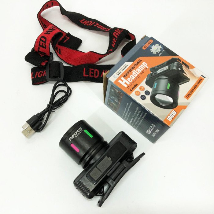 Ліхтар налобний KX-1832-TG, Потужний ліхтар для риболовлі, Ліхтарик на голову для домашніх робіт