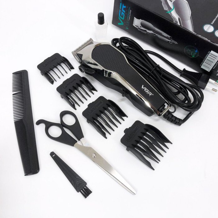 Машинка для стрижки VGR V-130 провідна професійна з насадками для окантовки триммер для волосся