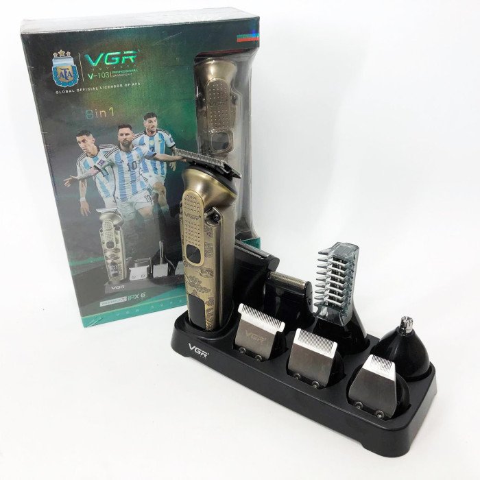 Набір для стрижки VGR 8 в 1 V-103, 19 насадок, Машинка для стрижки для дому, Машинка для стрижки чоловіча
