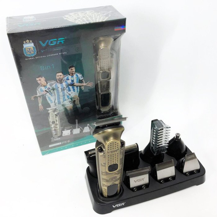 Набір для стрижки VGR 8 в 1 V-103, 19 насадок, Машинка для стрижки для дому, Машинка для стрижки чоловіча
