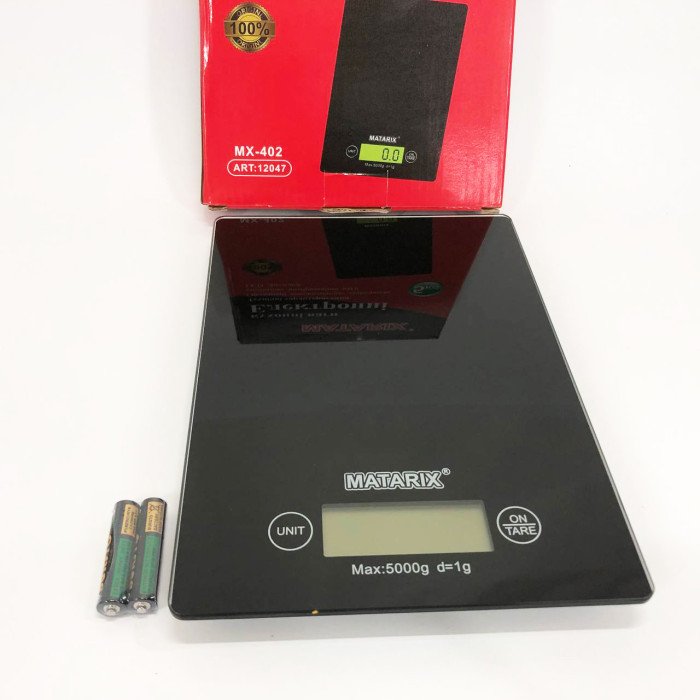 Ваги кухонні MATARIX MX-402 5 кг з дисплеєм, Компактні кухонні ваги для їжі. Колір: чорний